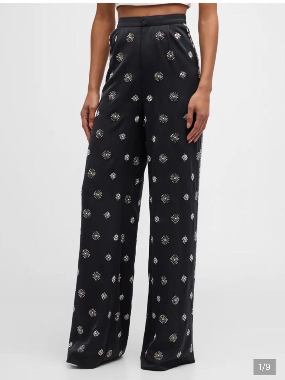 Ramy Brook Black Wide-Leg Embellished Pants